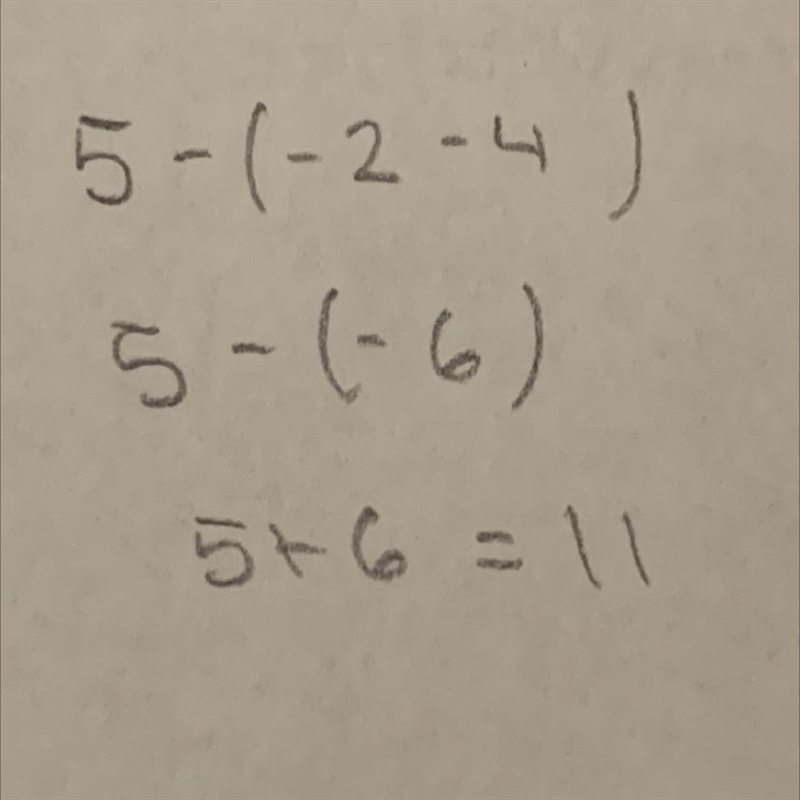 If a= -2, b= -4, and C=5, evaluate c-(a+b)-example-1