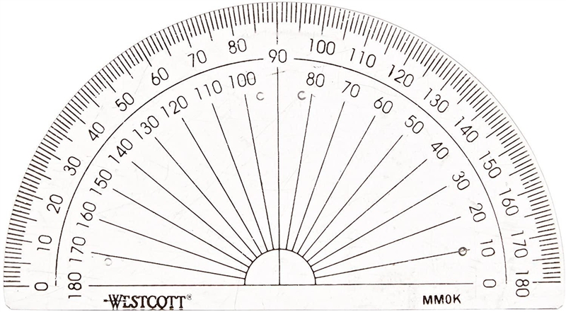 What instrument is used in measuring angles a ruler be meter stick c protector d weighting-example-1