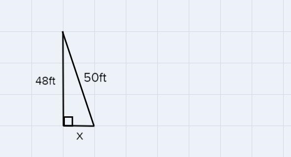 A 50 foot ladder is set against the side of a house so that it reaches up 48 feet-example-1