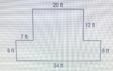 The floor plan of a house is shown below 20 ft 12 ft 7 ft 8 ft 8 ft 34 ft After installing-example-1