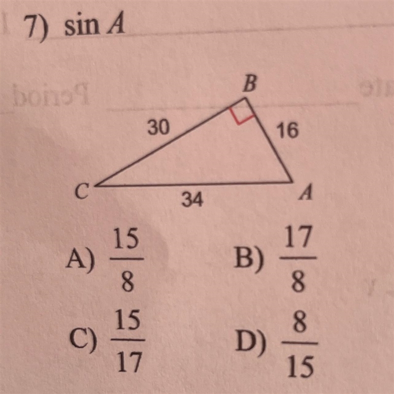 I need help finding the value of for the trigonometric ratio.-example-1