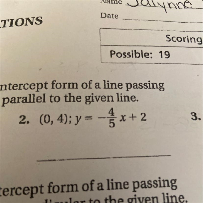 Write an equation in slope-intercept form of a line passingthrough the given point-example-1