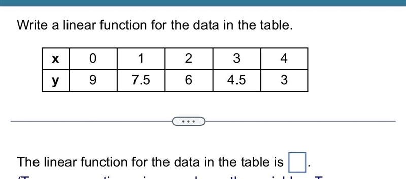 Write a linear function for the data in the table-example-1