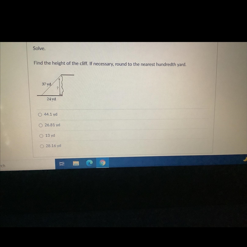 Find the height of the cliff. If necessary, round to the nearest hundredth yard.-example-1