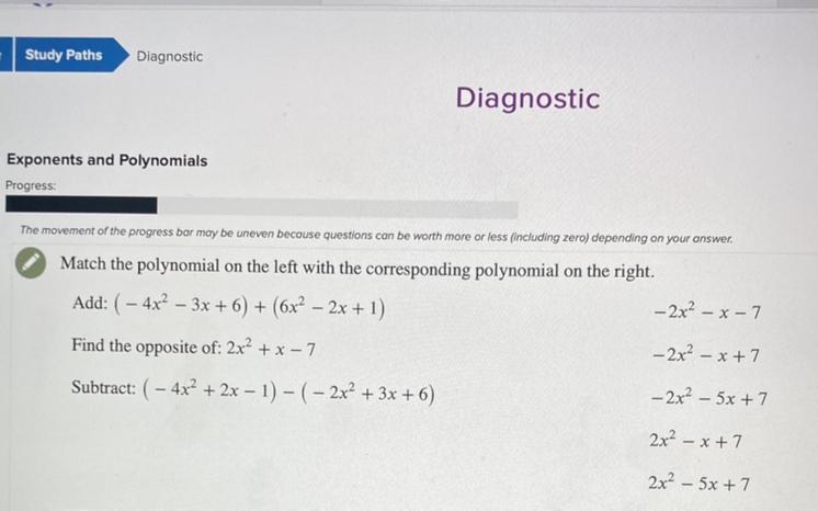 How do I match these polynomial and what are the correct matches?!-example-1