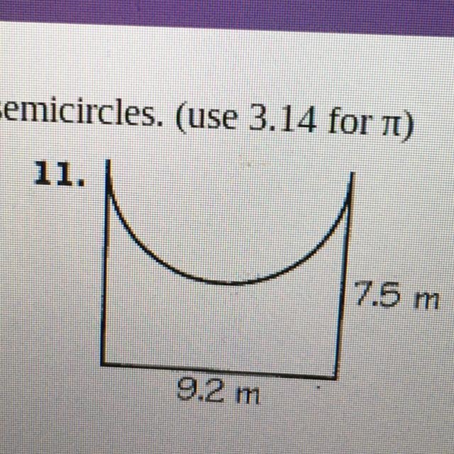 Find the perimeter. All curves shown are semicircles. (use 3.14 for )-example-1