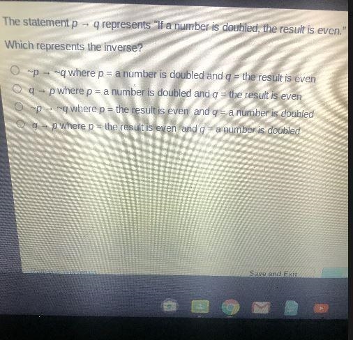 The statement p - q represents "If a number is doubled, the result is even.&quot-example-1