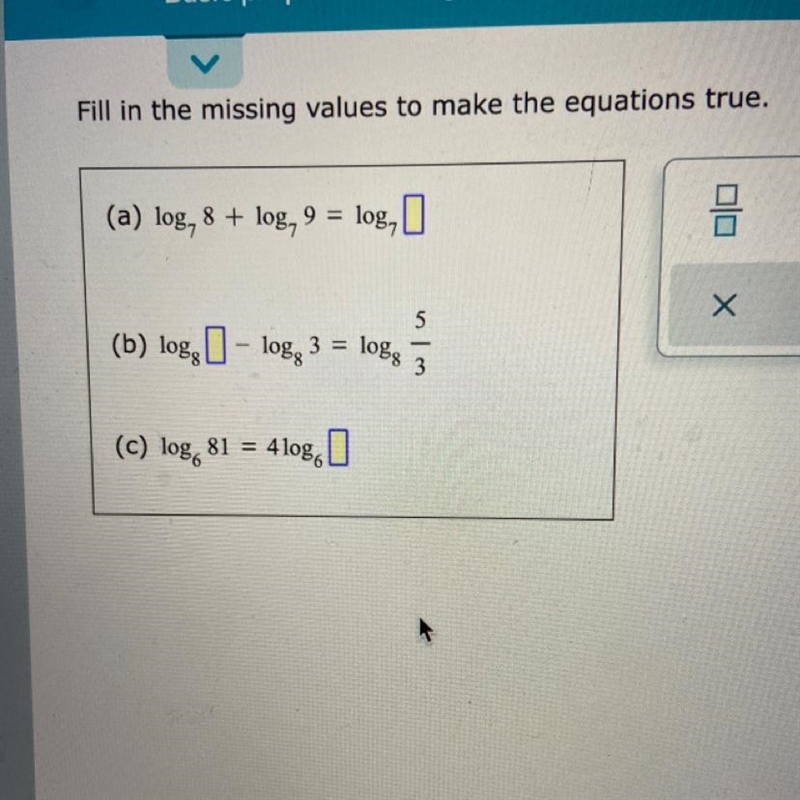 Fill in the missing values to make the equation true.-example-1