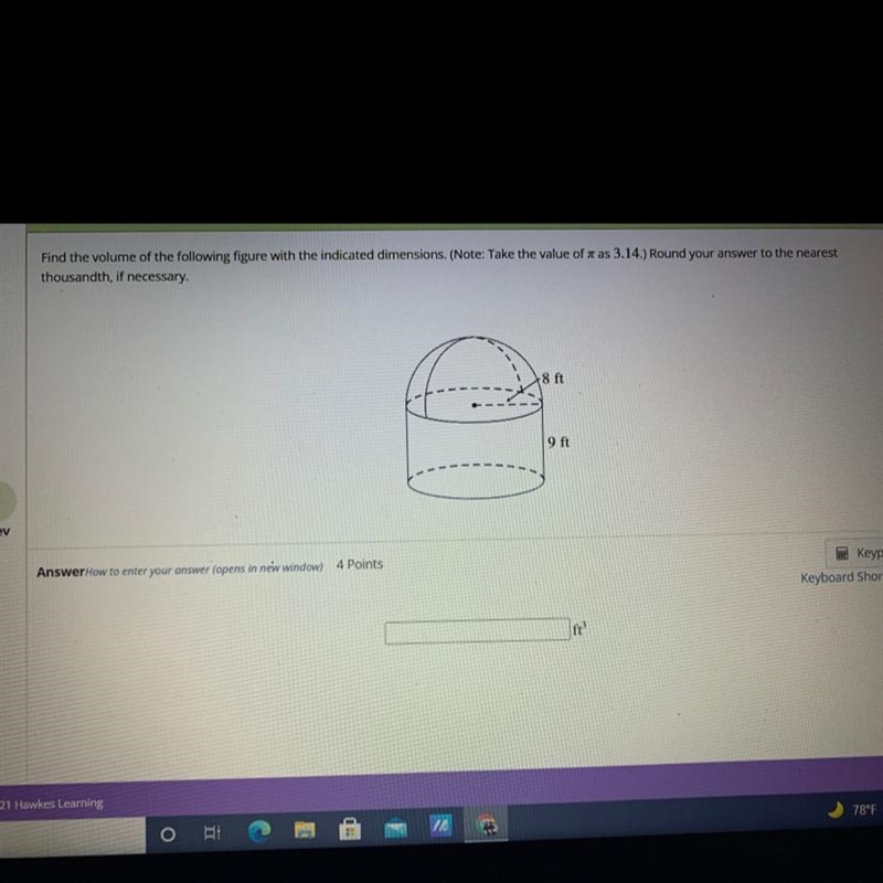 Find the volume of the following figure with the indicated dimensions?-example-1