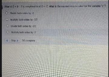 After (x/-2) + 9 = 2 is simplified to x/(-2) = -7, what is the second step to solve-example-1