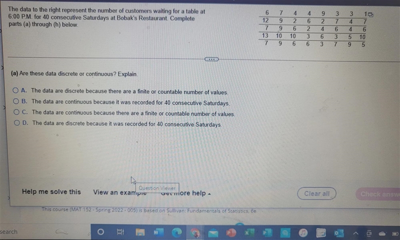 are these data discrete or continuous explain a. the dangerous discreet because they-example-1