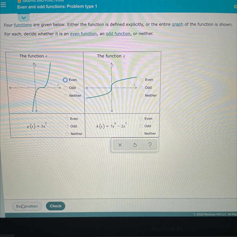 O GRAPHS AND FUNCTIONSEven and odd functions: Problem type 1-example-1