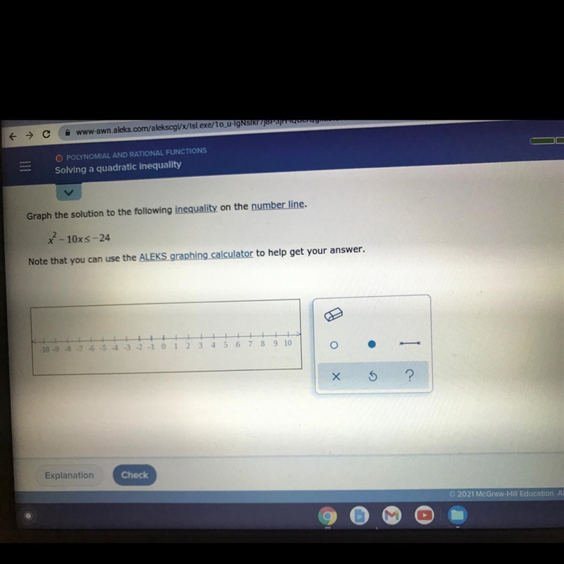 Graph the solution of the following inequality on the number line.The solution is-example-1