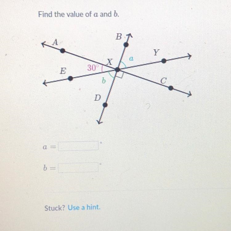 Find the value of a and b. A= B=-example-1