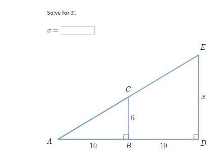 Solve similar triangles Solve for x.-example-1