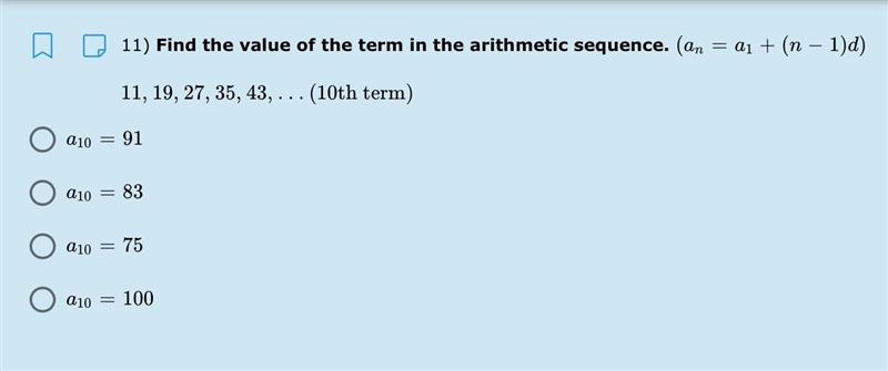 Find the value of the term in the arithmetic sequence.-example-1