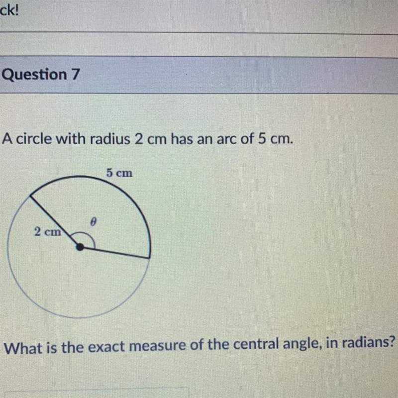 What is the exact measure of central angle in radians?-example-1