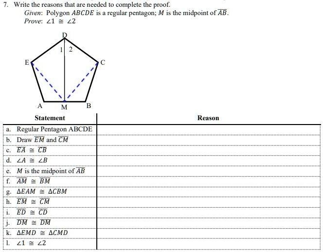 Please help write the reasons that are needed to complete the proof in the picture-example-1