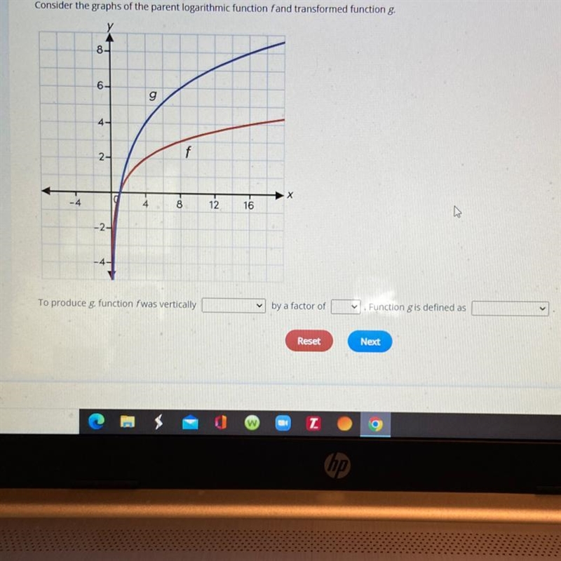 Plato classes Consider the graphs of the parent logarithmic function f and transformed-example-1