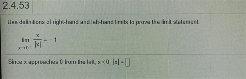 Use definitions of right-hand and left-hand limits to prove the limit statement.lim-example-1