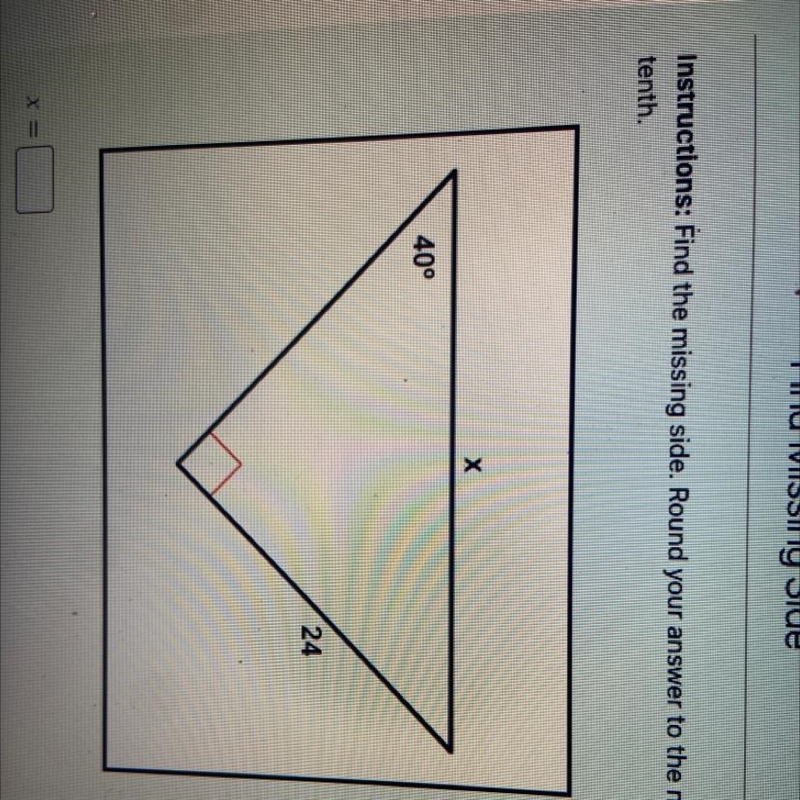 Find the missing side. Round your answer to the nearest tenth.-example-1