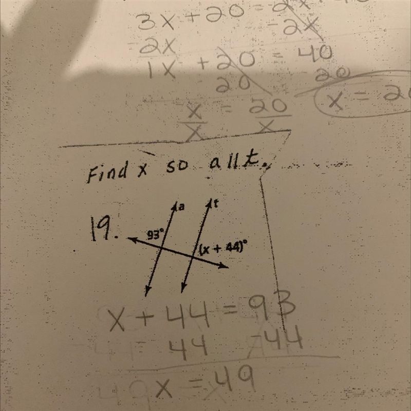 Did I do number 19 right? My teacher got the answer 43 and I keep getting 49.-example-1