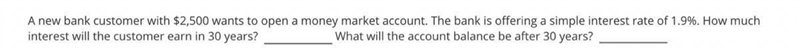 A new bank customer with $5000 wants to open a money market account. The bank is offering-example-1