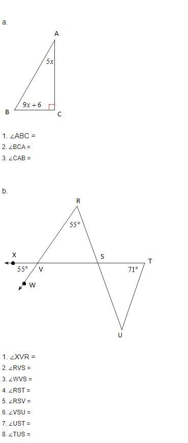 Find the measures of all of the angles.-example-1