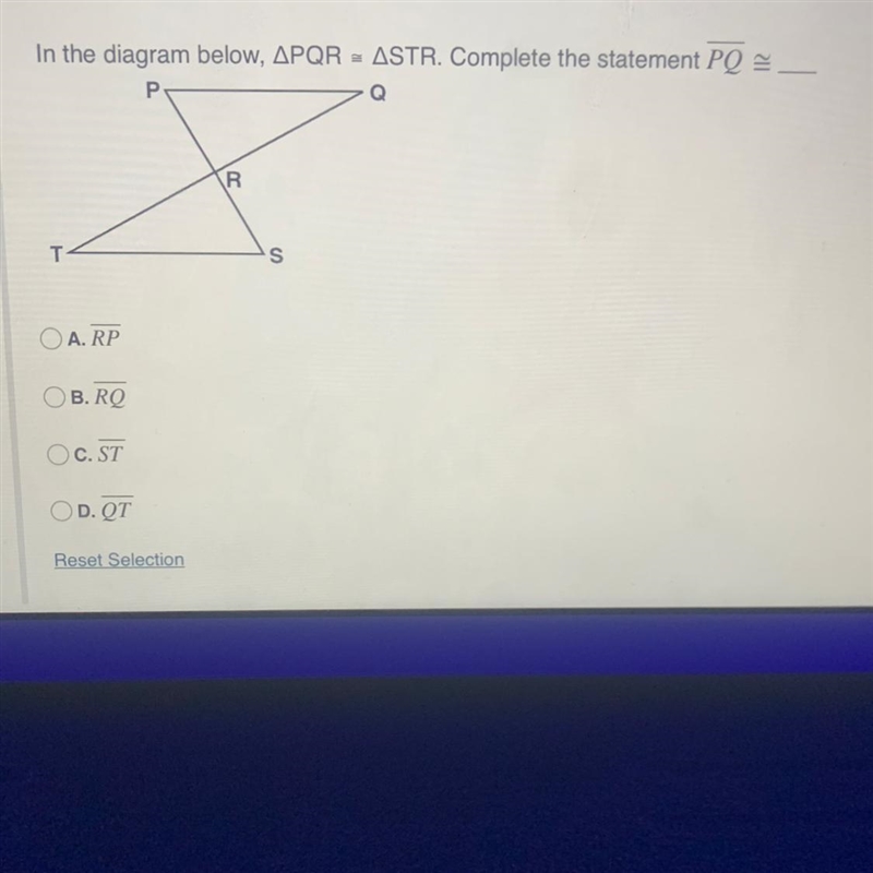 In the diagram below , ^PQR = ^STR . Complete the statement PW = _-example-1