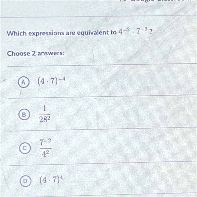 Which expressions are equivalent-example-1