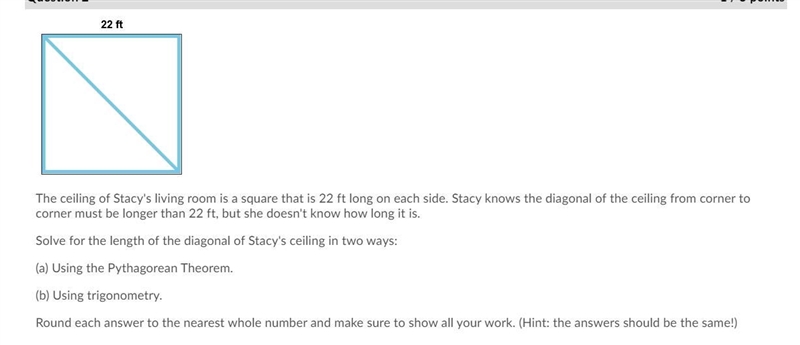50 points please help The ceiling of Stacy's living room is a square that is 22 ft-example-1