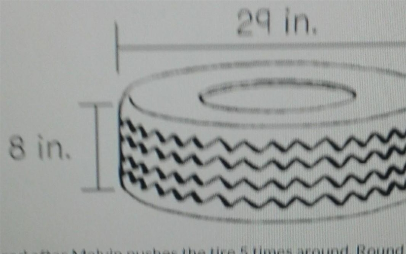 Melvin is pushing a tire during a workout with the dimension shown.How many square-example-1