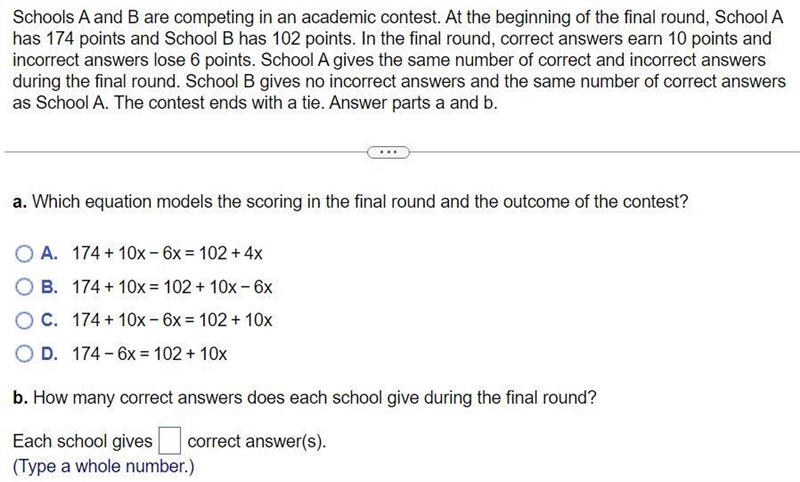 Schools A and B are competing in an academic contest. At the beginning of the final-example-1