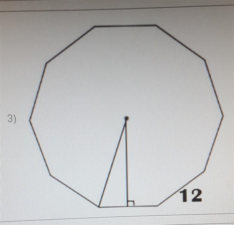 Question: Find the apothem for the following regular figure rounded to the hundredths-example-1