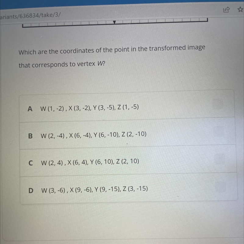 Rectangle WXYZ is dilated with center (0, 0) and scale factor 2. What are the final-example-1