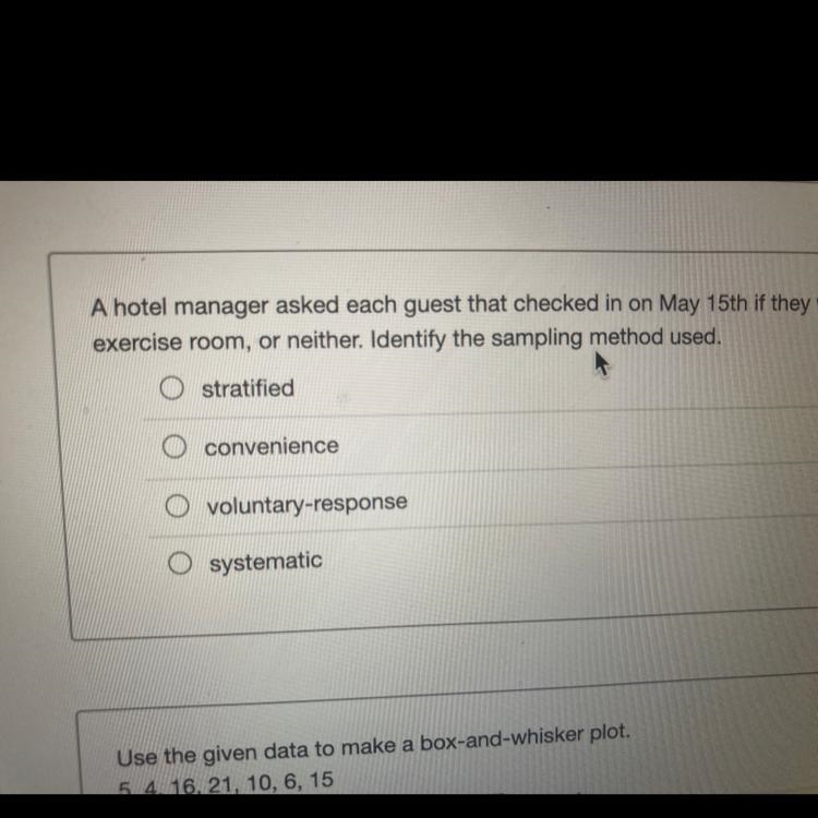 A hotel manager asked each guest that checked in on May 15th if they were more likely-example-1