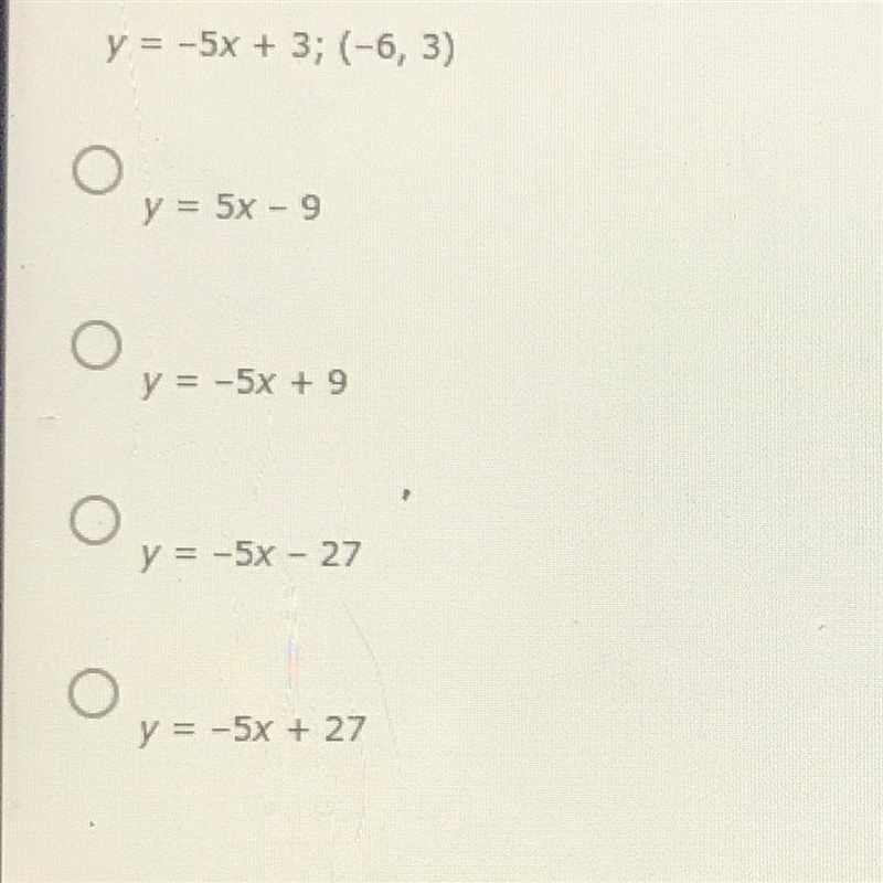 Rain equation for the line that is parallel to the given line and that passes through-example-1