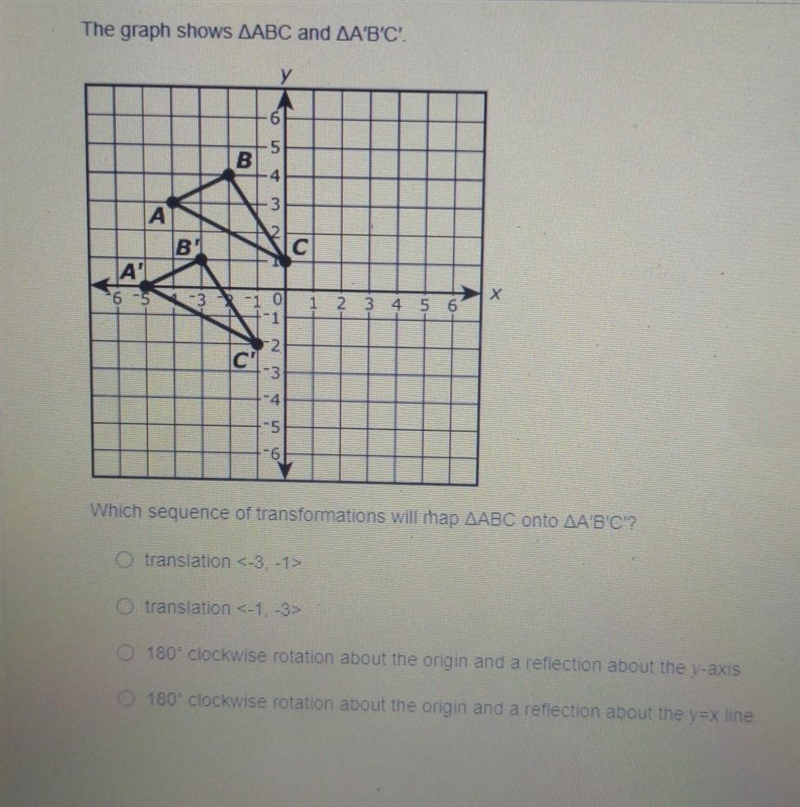 How do I find which sequence of transformations will map ABC onto A'B'C'-example-1