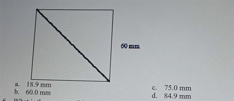 What is the measure of the diagonal of the square to the nearest tenth of a millimetre-example-1