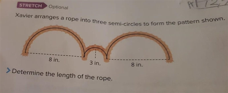 Xavier arranges a rope into three semi-circles to form the pattern shown-example-1