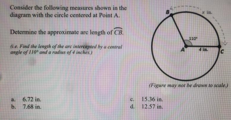 Consider the following measures shown in the diagram with the circle centered at Point-example-1