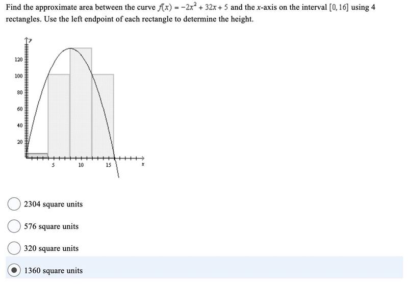 Find the approximate area between the curve and the x-axis on the interval using 4 rectangles-example-1