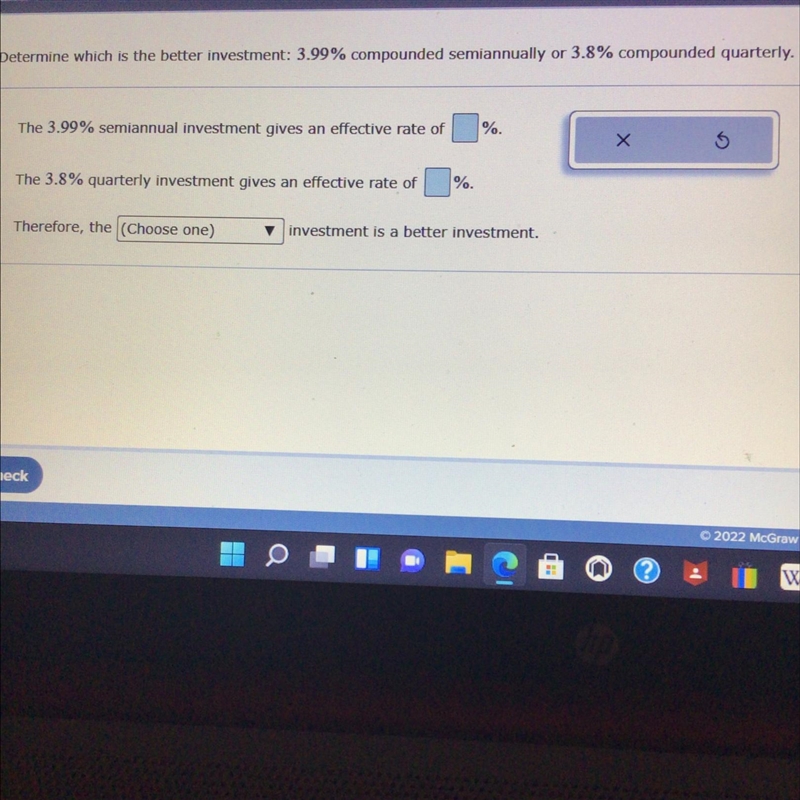 Determine which is the better investment 3.99% compounded semi annually Lee 3.8% compounded-example-1