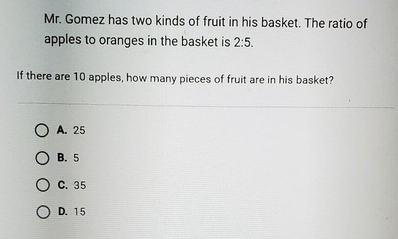 Mr. Gomez has two kinds of fruit in his basket. The ratio of apples to oranges in-example-1