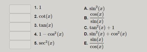 (1 point) For each trigonometric expression A,B,C,D, E, choose the expression from-example-1