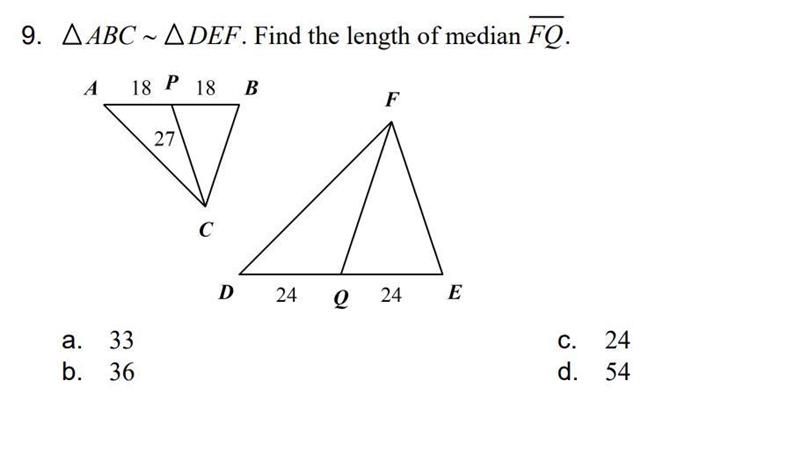 ABC  DEF. Find the length of median FQ.-example-1