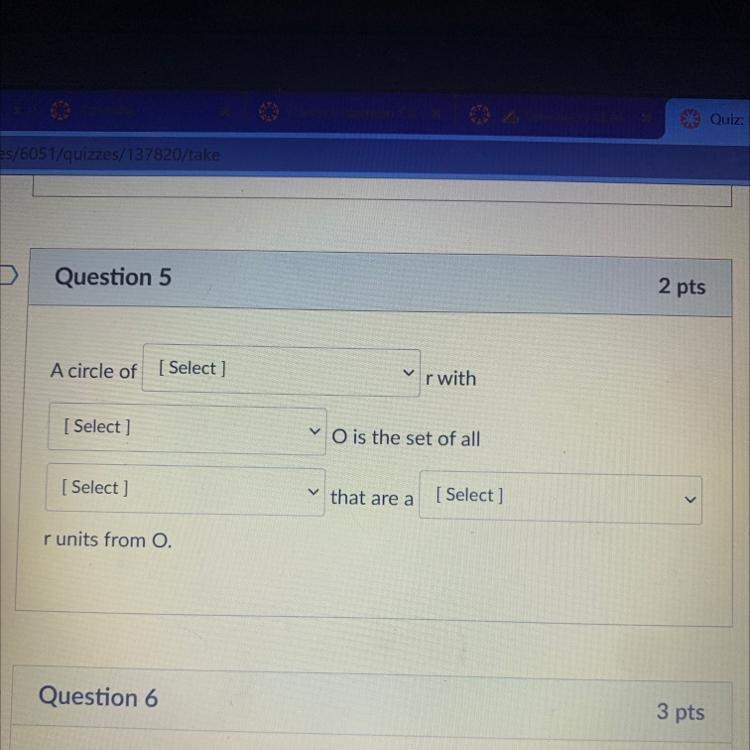 A circle of[ Select]r with[ Select]O is the set of all[ Select ]that are a[ Select-example-1