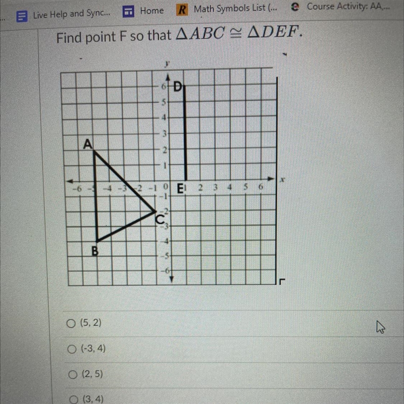 Find Point F so that angle ABC is = to angle DEF-example-1