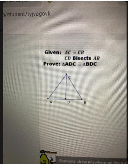 Given:Ab congruent to CBCD bisects AbProve:triangle ADC is congruent to triangle to-example-1