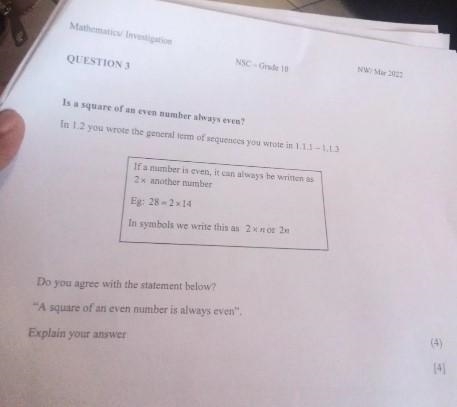 Is a square of an even number always even? In 1.2 you wrote the general term of sequences-example-1